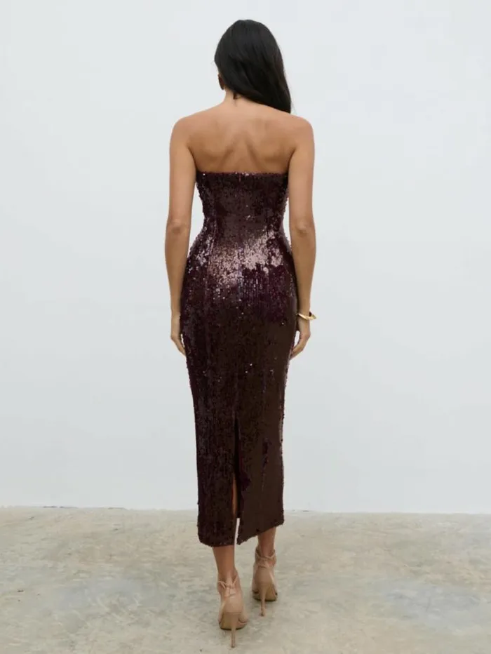 Pretty Lavish Dresses Gene Sequin Midaxi Dress Wine 8211 Women
