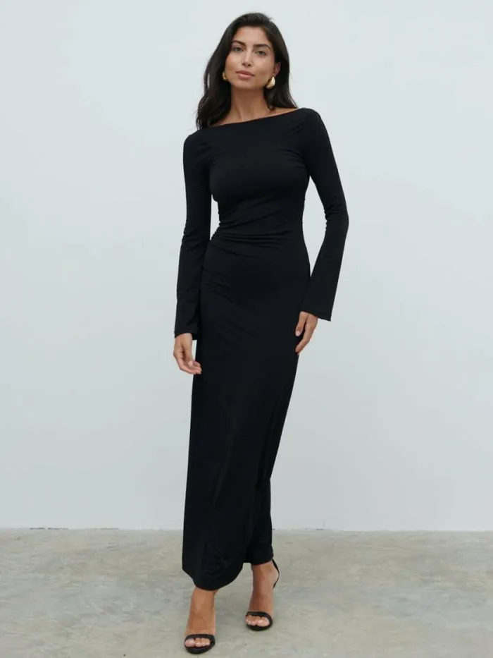 Pretty Lavish Dresses Hadley Cowl Back Jersey Maxi Dress Black 8211 Women