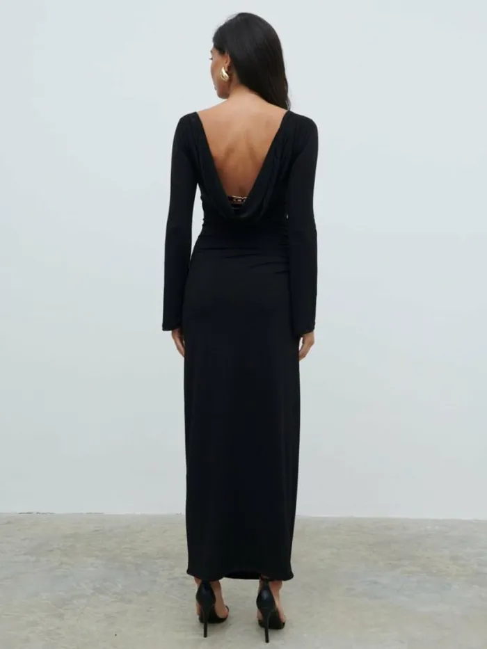 Pretty Lavish Dresses Hadley Cowl Back Jersey Maxi Dress Black 8211 Women