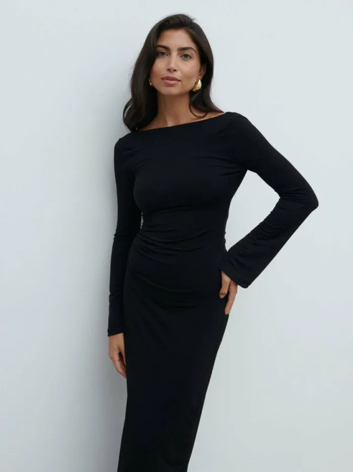 Pretty Lavish Dresses Hadley Cowl Back Jersey Maxi Dress Black 8211 Women