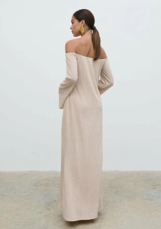 Pretty Lavish Dresses Layla Metallic Plisse Maxi Dress Gold 8211 Women