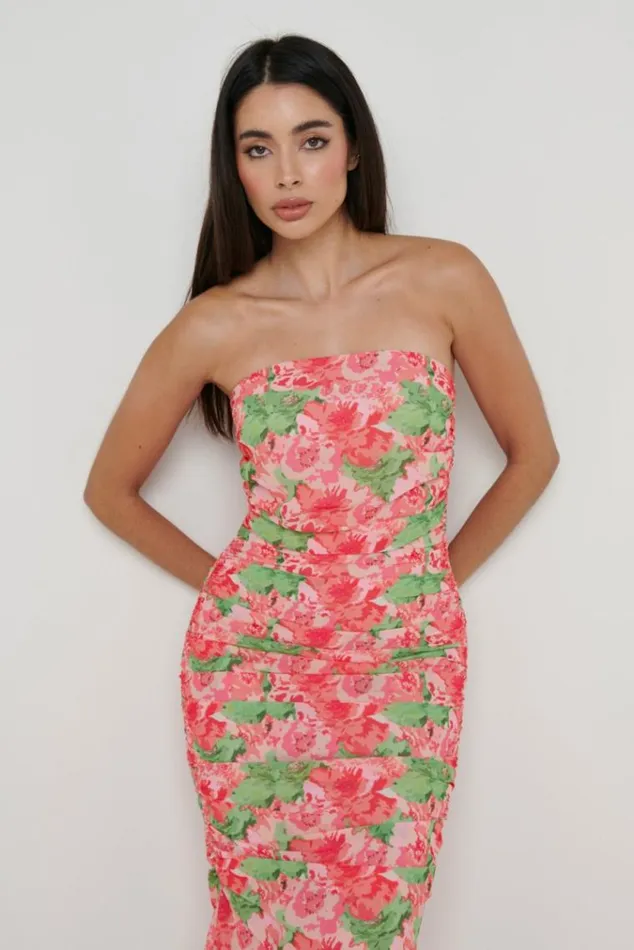 Pretty Lavish Dresses Matilda Ruched Midaxi Dress Patchwork Floral 8211 Women