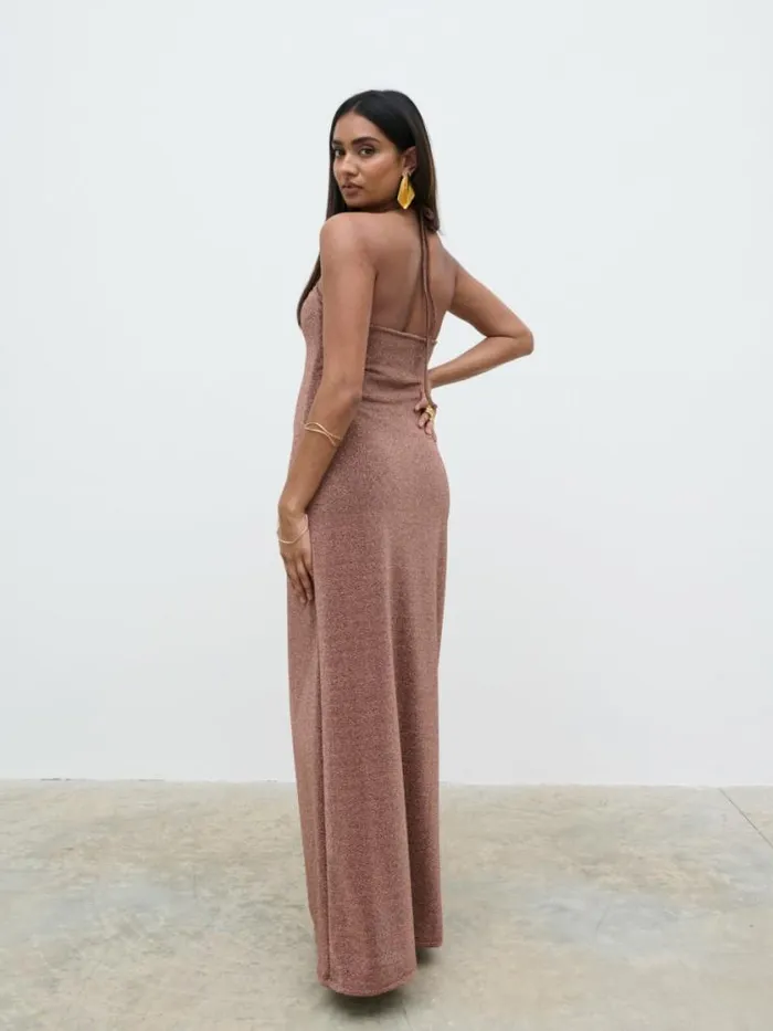 Pretty Lavish Dresses Myka Shimmer Jersey Slip Dress Bronze 8211 Women