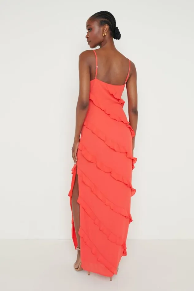 Pretty Lavish Dresses Nadine Ruffle Maxi Dress Red 8211 Women