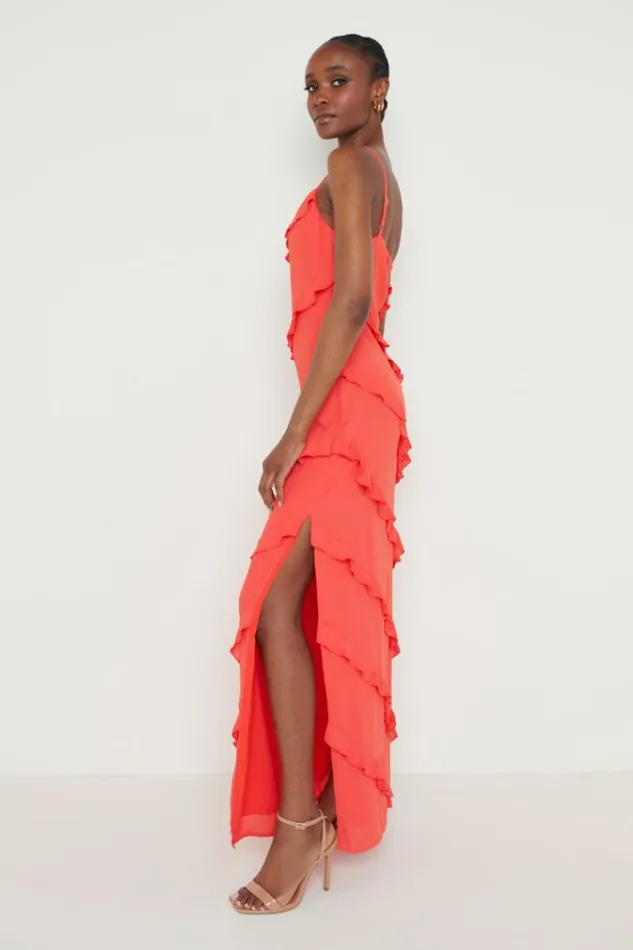 Pretty Lavish Dresses Nadine Ruffle Maxi Dress Red 8211 Women