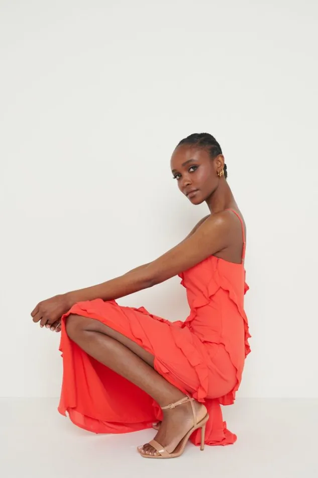 Pretty Lavish Dresses Nadine Ruffle Maxi Dress Red 8211 Women