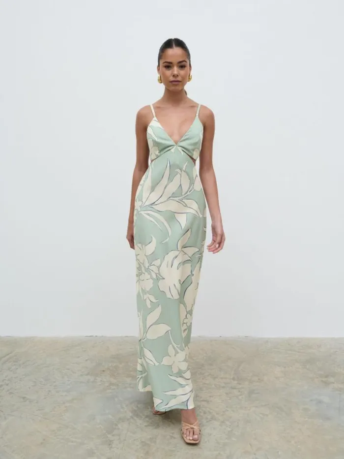Pretty Lavish Dresses Nellie Cut Out Maxi Dress Seaspray Floral 8211 Women