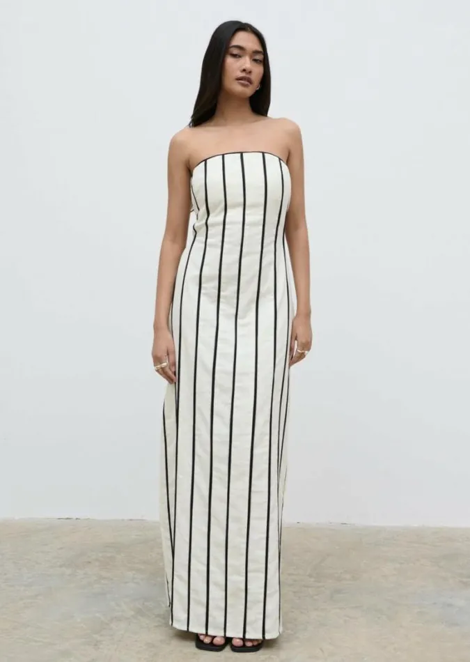 Pretty Lavish Dresses Penny Striped Bandeau Dress Cream And Black 8211 Women