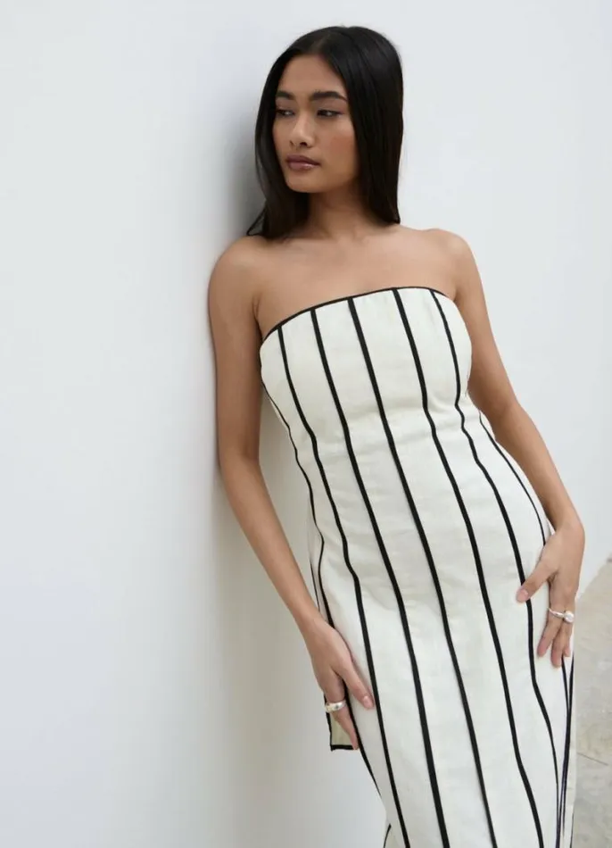 Pretty Lavish Dresses Penny Striped Bandeau Dress Cream And Black 8211 Women