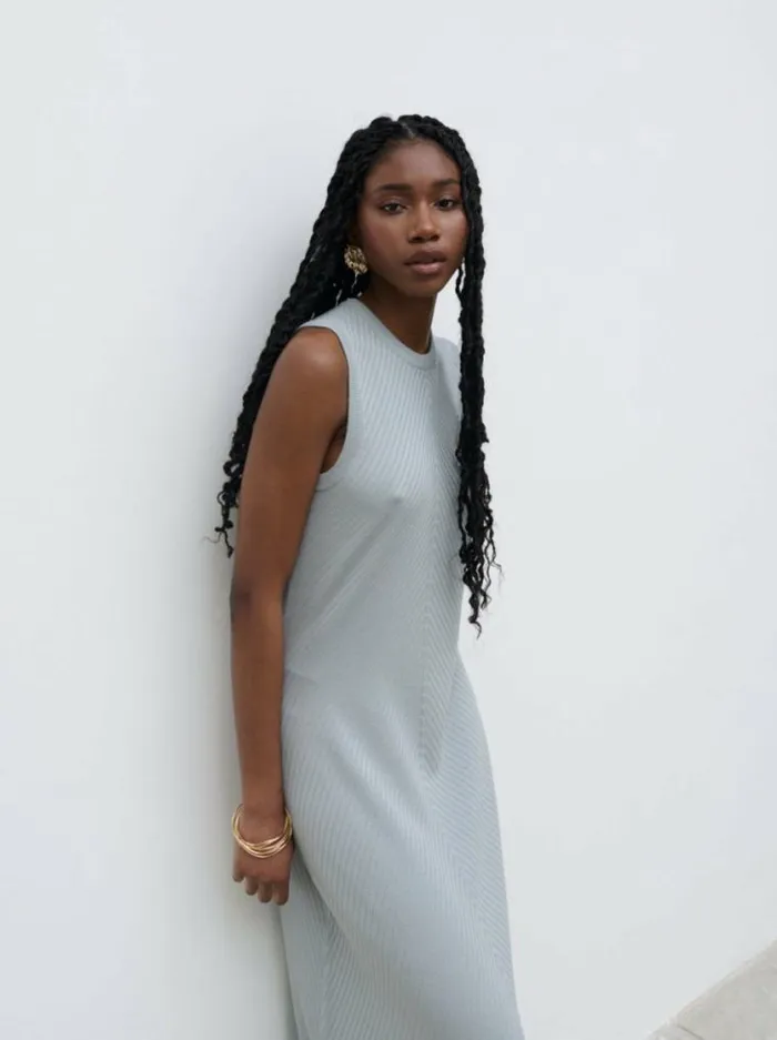 Pretty Lavish Dresses Portia Shift Knit Midaxi Dress Blue 8211 Women