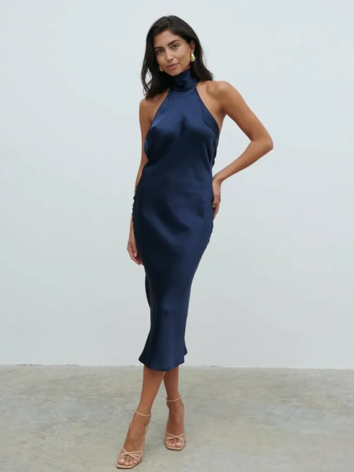 Pretty Lavish Dresses Raleigh Cowl Back Dress Navy 8211 Women
