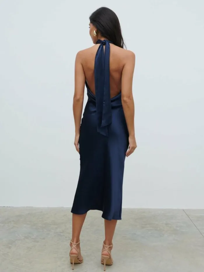 Pretty Lavish Dresses Raleigh Cowl Back Dress Navy 8211 Women
