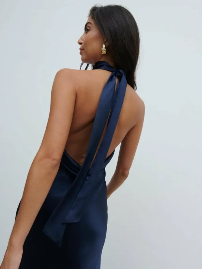 Pretty Lavish Dresses Raleigh Cowl Back Dress Navy 8211 Women