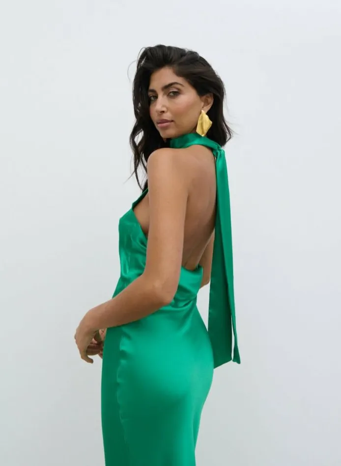 Pretty Lavish Dresses Raleigh Recycled Cowl Back Midaxi Dress Emerald 8211 Women
