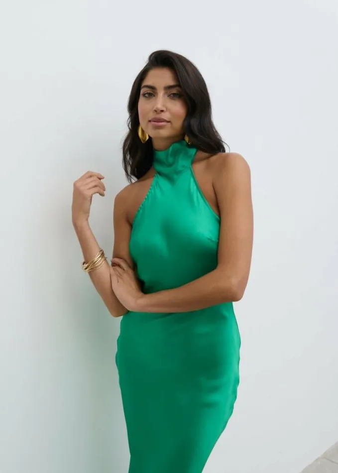 Pretty Lavish Dresses Raleigh Recycled Cowl Back Midaxi Dress Emerald 8211 Women