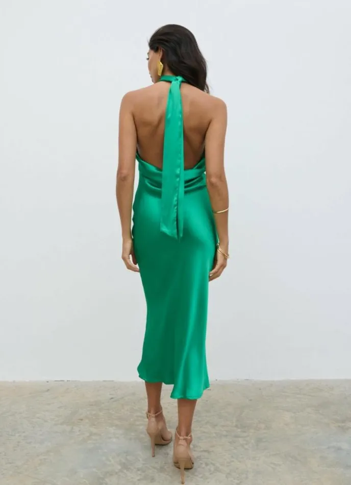 Pretty Lavish Dresses Raleigh Recycled Cowl Back Midaxi Dress Emerald 8211 Women