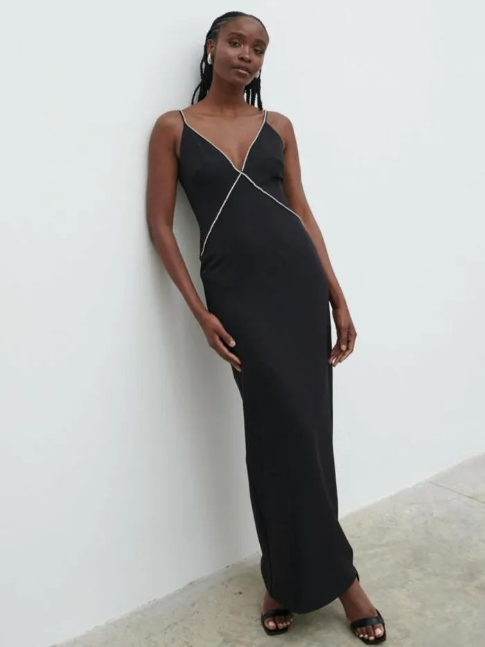 Pretty Lavish Dresses Val Plunge Embellished Maxi Dress Black 8211 Women
