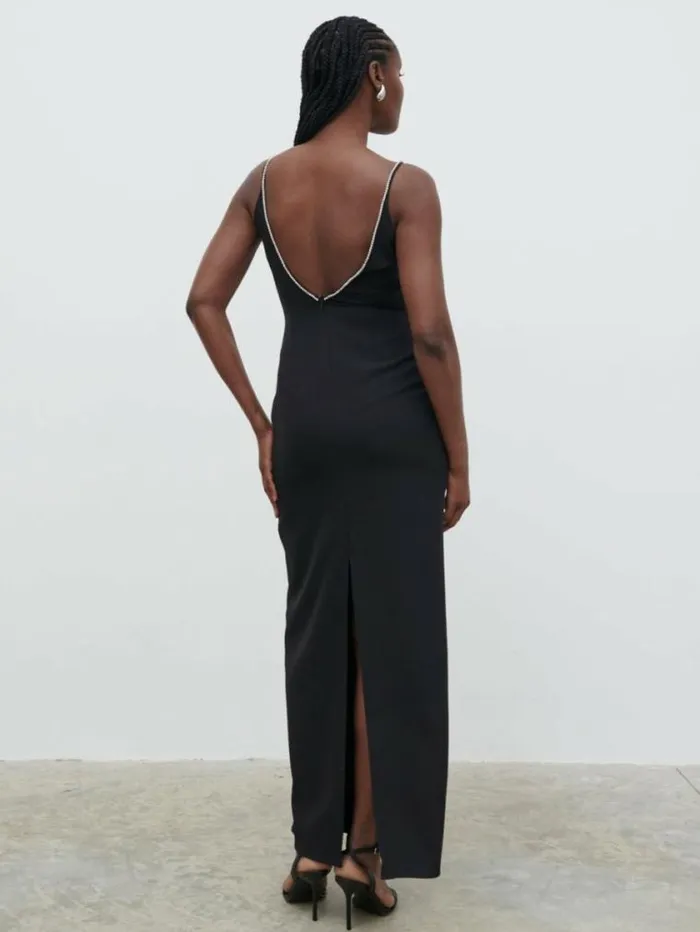 Pretty Lavish Dresses Val Plunge Embellished Maxi Dress Black 8211 Women