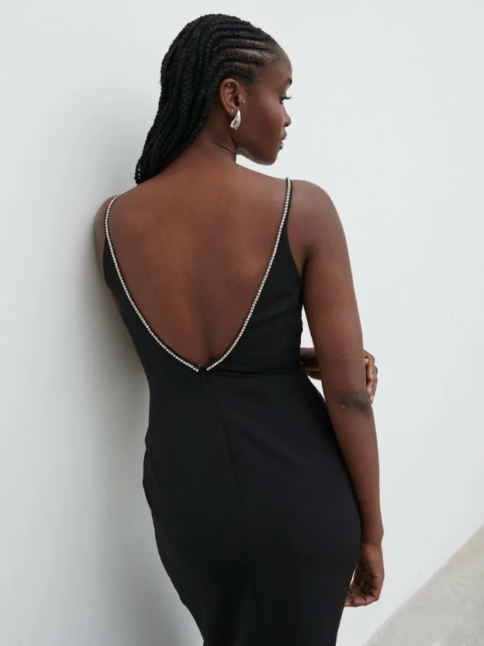 Pretty Lavish Dresses Val Plunge Embellished Maxi Dress Black 8211 Women