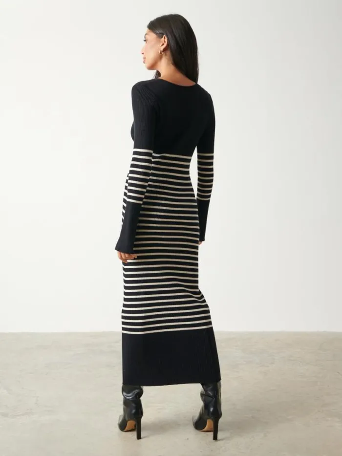 Pretty Lavish Dresses Vanessa Stripped Knit Dress Black andamp White Stripe 8211 Women