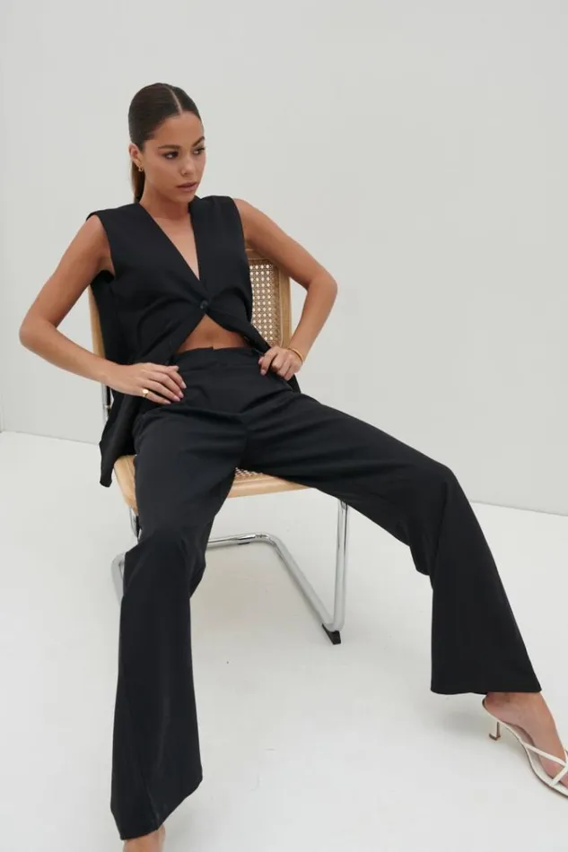 Pretty Lavish Everyday Staples Harlee Straight Leg Trousers Black 8211 Women
