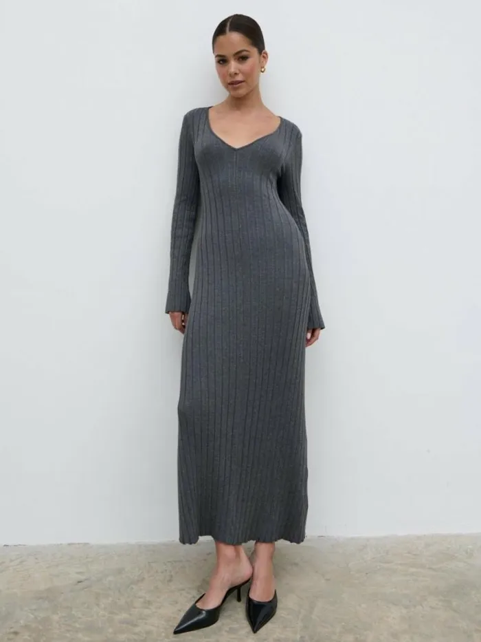 Pretty Lavish Everyday Staples Scarlett Tie Knit Dress Grey 8211 Women