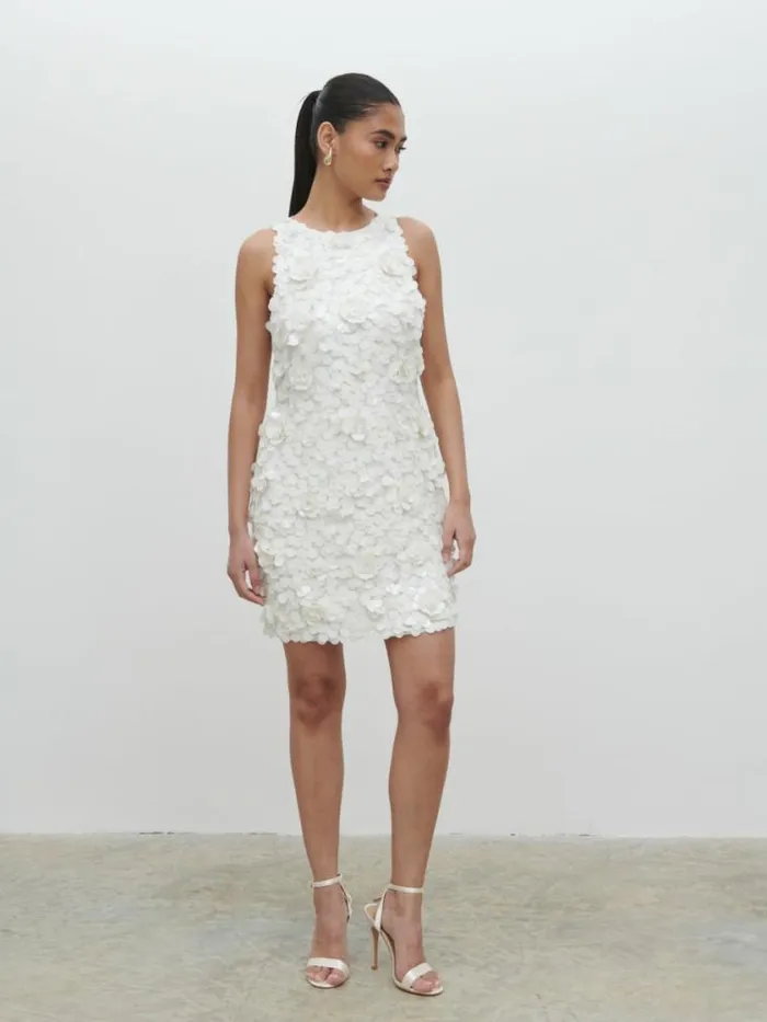 Pretty Lavish Hen Do Arles Rosette Sequin Mini Dress White 8211 Women