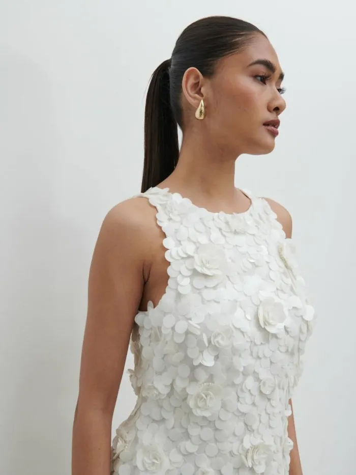 Pretty Lavish Hen Do Arles Rosette Sequin Mini Dress White 8211 Women