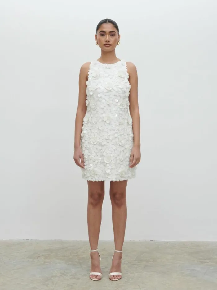 Pretty Lavish Hen Do Arles Rosette Sequin Mini Dress White 8211 Women