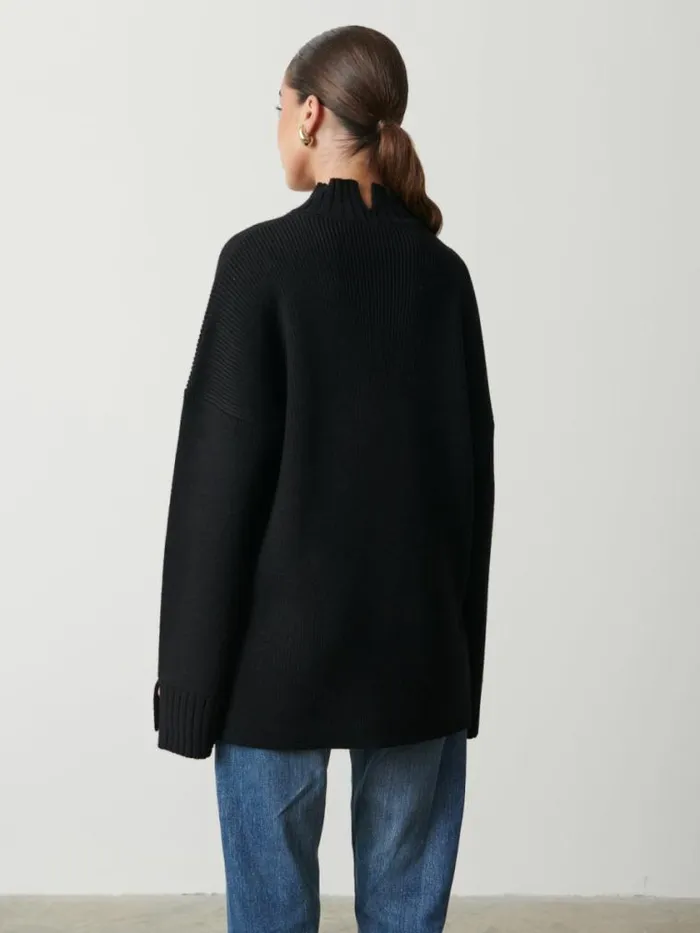 Pretty Lavish Knitwear Amory Grown Neck Knit Jumper Black 8211 Women