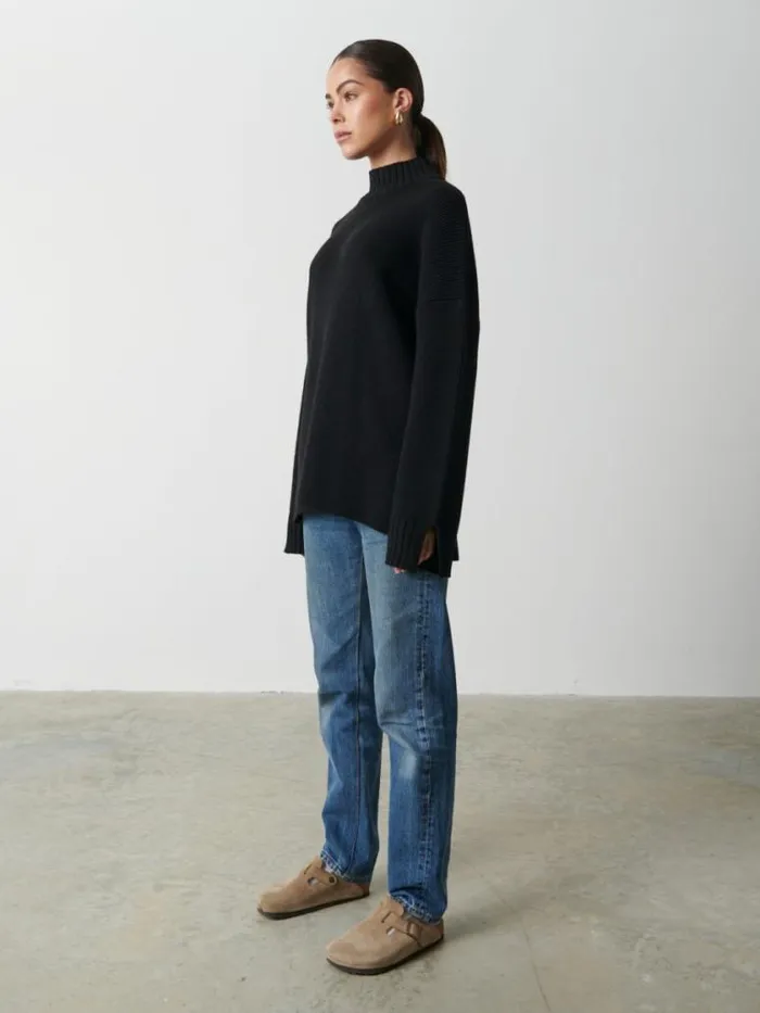 Pretty Lavish Knitwear Amory Grown Neck Knit Jumper Black 8211 Women