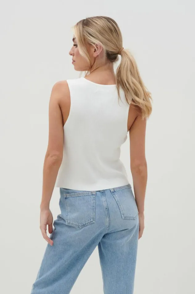 Pretty Lavish Knitwear Casey Sleeveless Button Top Cream 8211 Women