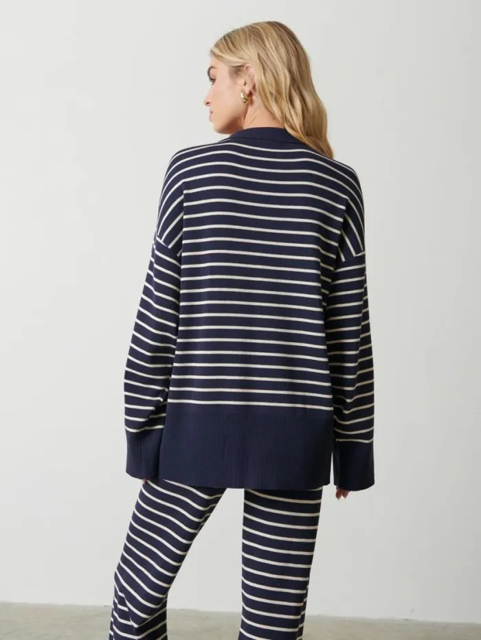 Pretty Lavish Knitwear Hayden Striped Jumper Navy And Cream Stripe 8211 Women