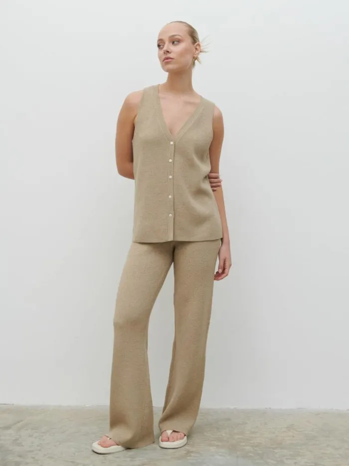 Pretty Lavish Knitwear Kourtney Knit Waistcoat Beige 8211 Women