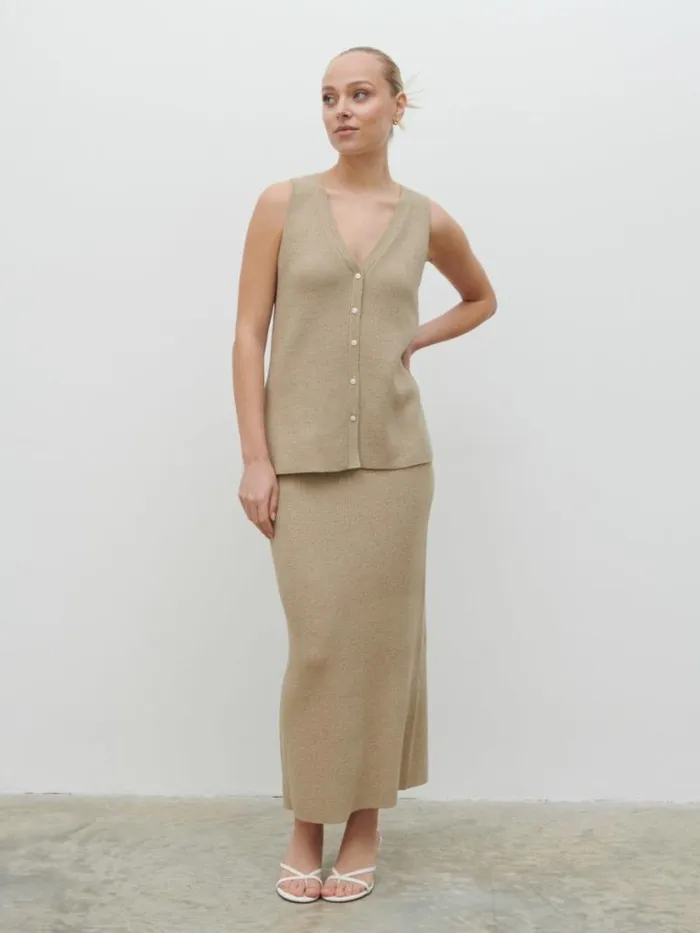 Pretty Lavish Knitwear Kourtney Knit Waistcoat Beige 8211 Women