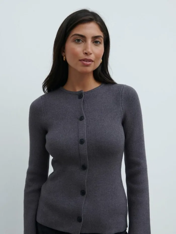 Pretty Lavish Knitwear Shyla Fitted Knit Cardigan Grey 8211 Women