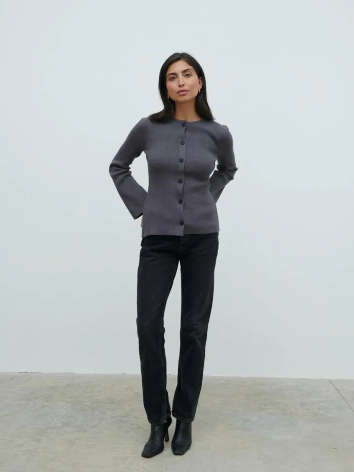 Pretty Lavish Knitwear Shyla Fitted Knit Cardigan Grey 8211 Women