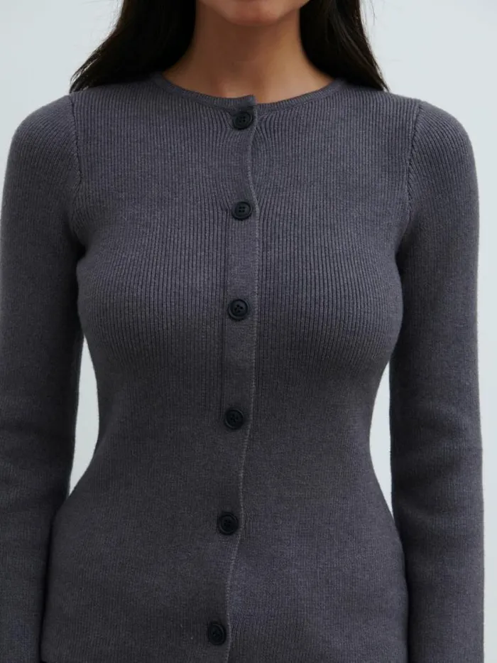 Pretty Lavish Knitwear Shyla Fitted Knit Cardigan Grey 8211 Women