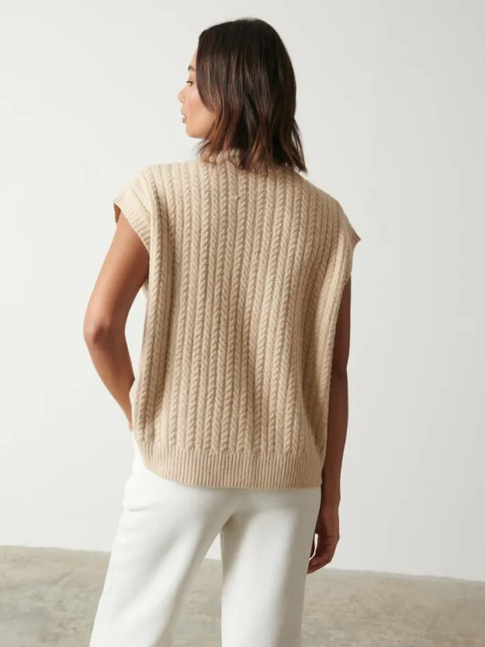 Pretty Lavish Knitwear Stevie Boxy Sleeveless Jumper Beige 8211 Women