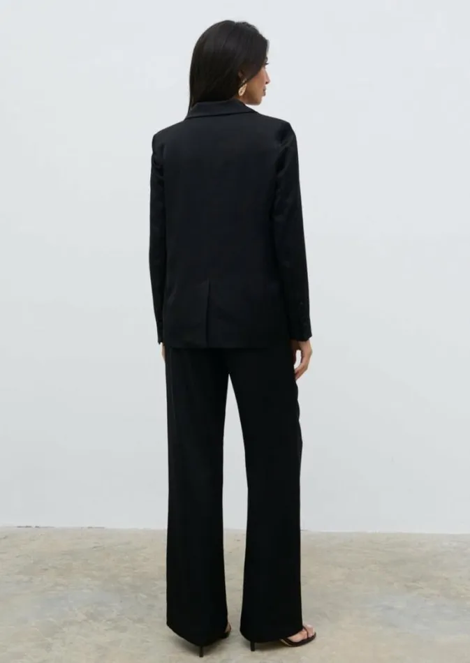 Pretty Lavish Outerwear Callie Satin Blazer Black 8211 Women