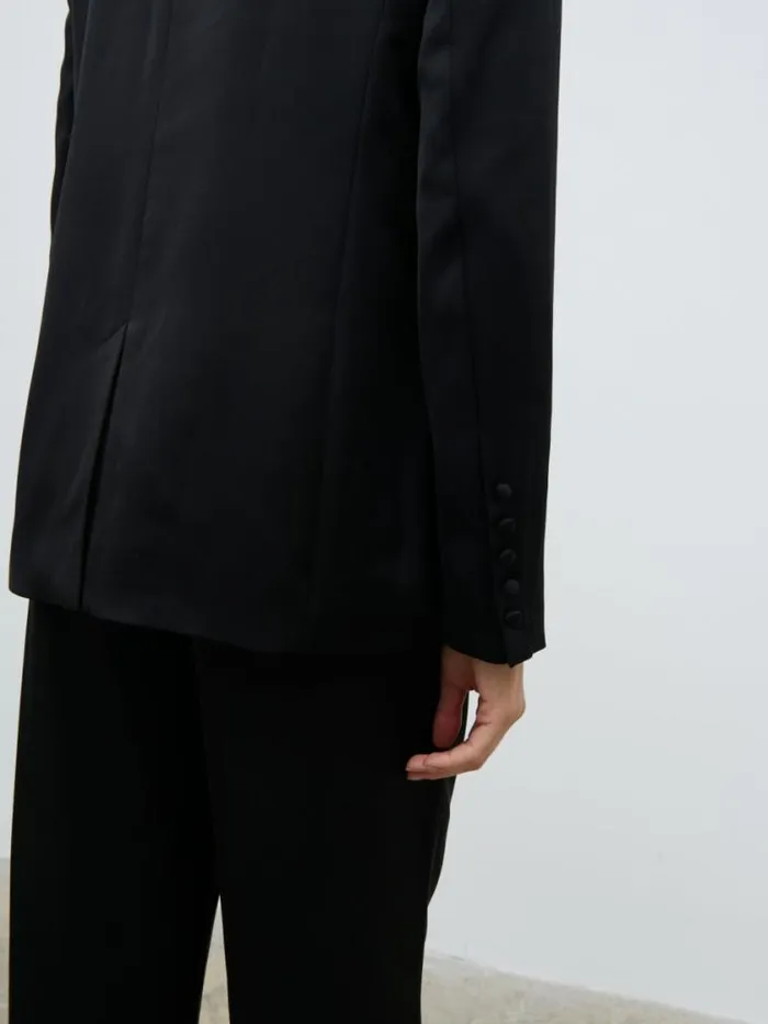 Pretty Lavish Outerwear Callie Satin Blazer Black 8211 Women