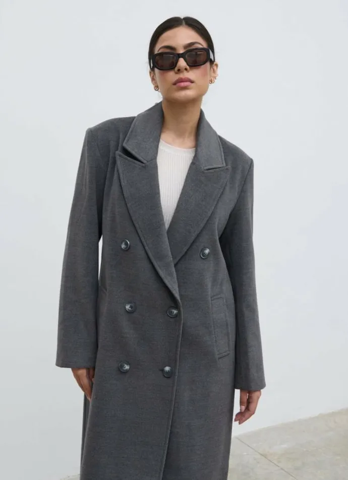 Pretty Lavish Outerwear Carissa Oversized Tailored Coat Grey 8211 Women