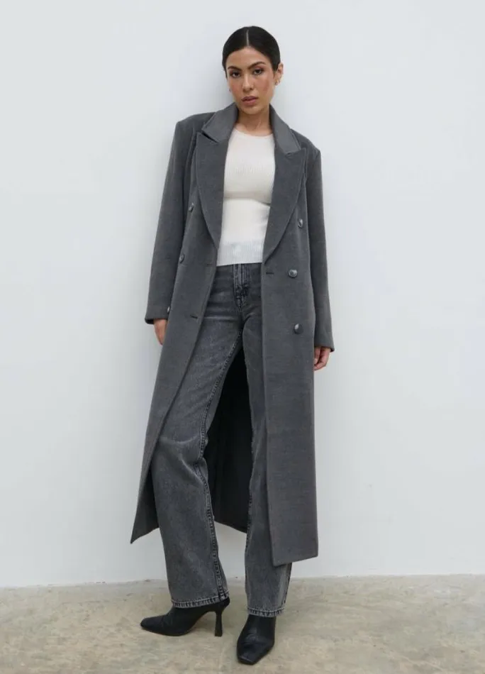 Pretty Lavish Outerwear Carissa Oversized Tailored Coat Grey 8211 Women
