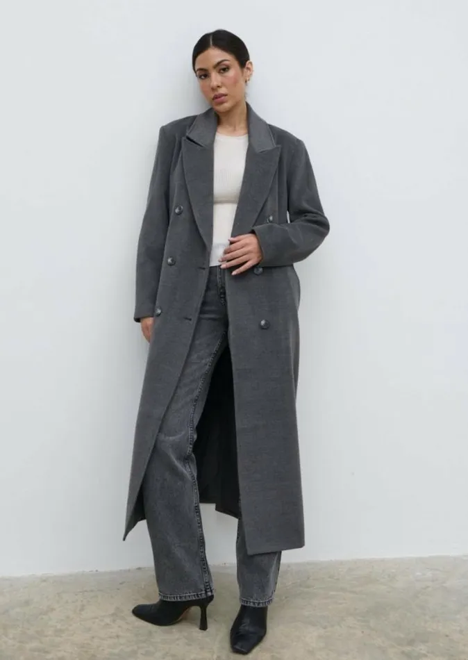 Pretty Lavish Outerwear Carissa Oversized Tailored Coat Grey 8211 Women