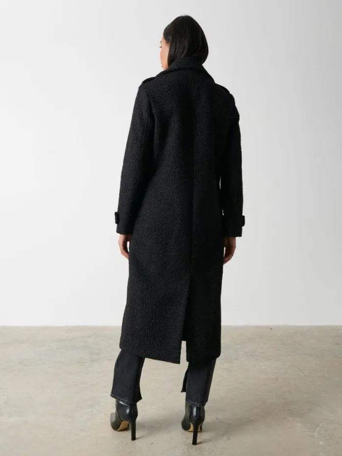 Pretty Lavish Outerwear Halston Oversized Boucle Coat Black 8211 Women