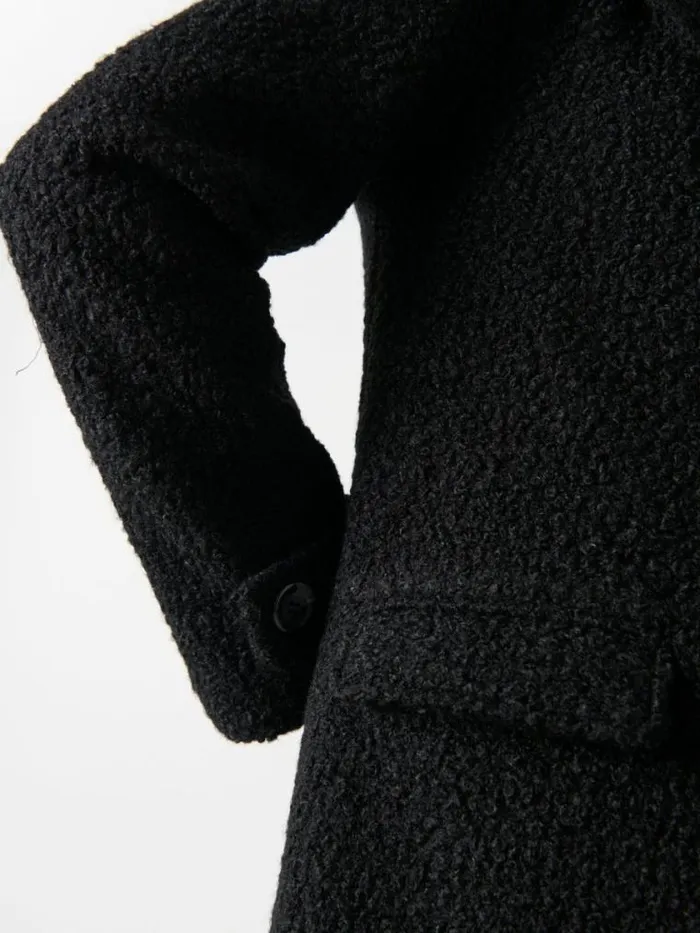 Pretty Lavish Outerwear Halston Oversized Boucle Coat Black 8211 Women