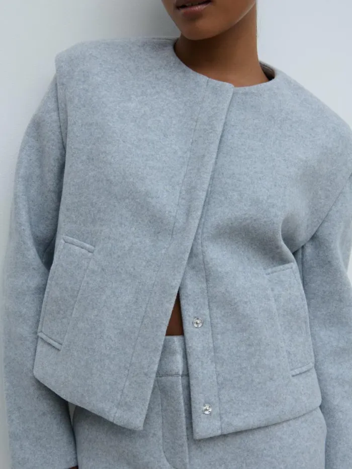 Pretty Lavish Outerwear Rudy Cropped Boxy Jacket Grey 8211 Women