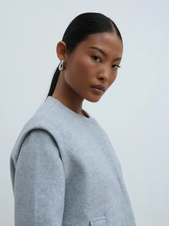 Pretty Lavish Outerwear Rudy Cropped Boxy Jacket Grey 8211 Women