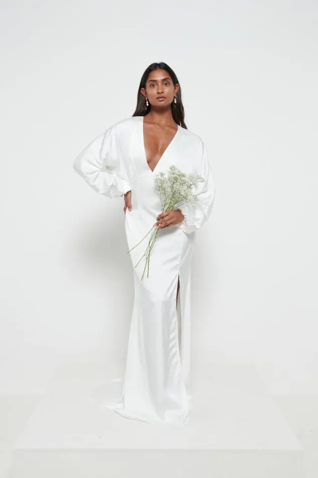 Pretty Lavish Satin Bridesmaid Dresses Alexis Maxi Dress Ivory 8211 Women