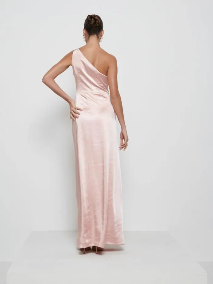 Pretty Lavish Satin Bridesmaid Dresses Amelia Ruched Maxi Bridesmaid Dress Matte True Blush 8211 Women